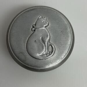 Vintage Seagull Fine Pewter Trinket Box Cat Kitten Emblem Top Small Canada